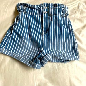 Pinstripe denim shorts